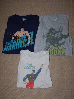 lot of 3 - superhero t shirts -mens large - Doctor Doom, The Comet, Namor marvel